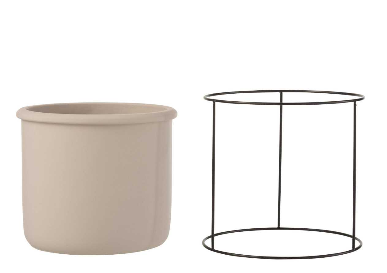 Pot de fleurs en ciment taupe large