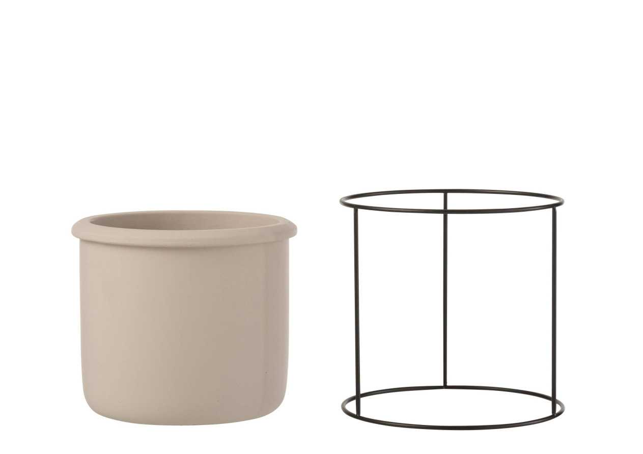 Pot de fleurs en ciment taupe petit