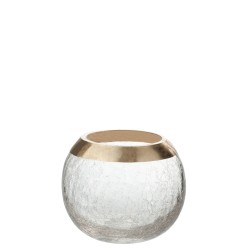 Porte-bougie boule en verre craquelé