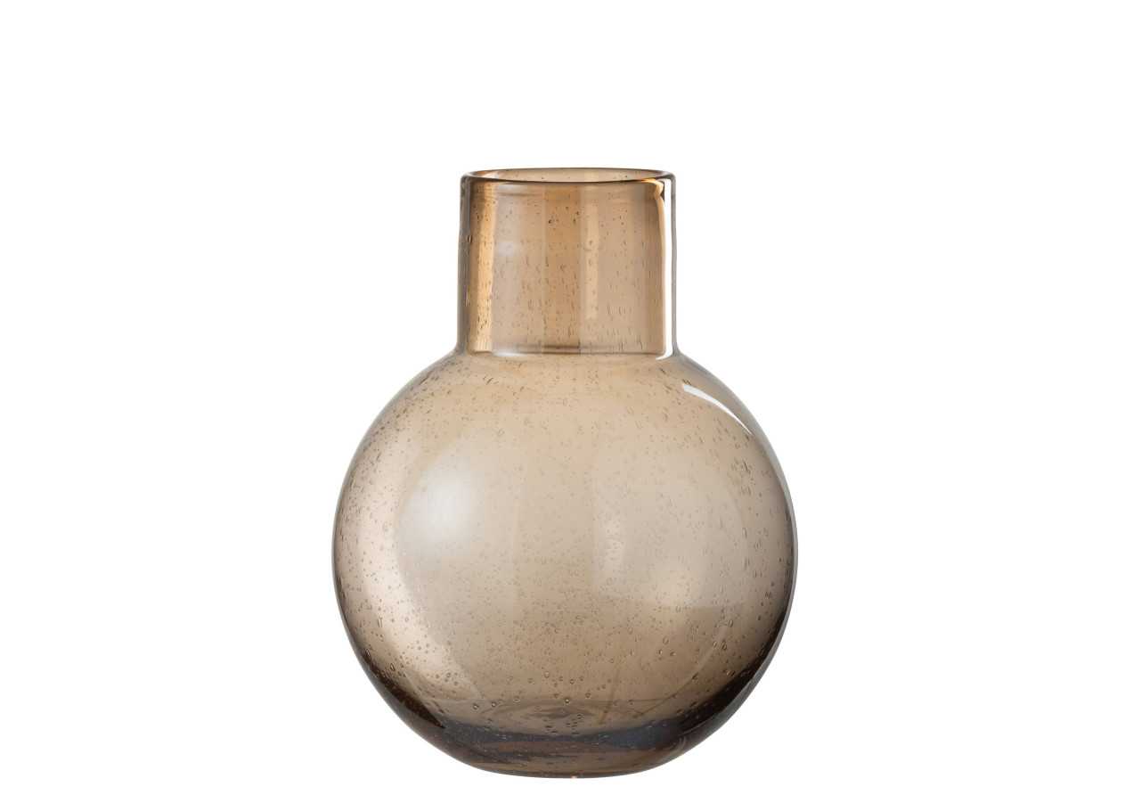 Vase en verre ambré avec col large