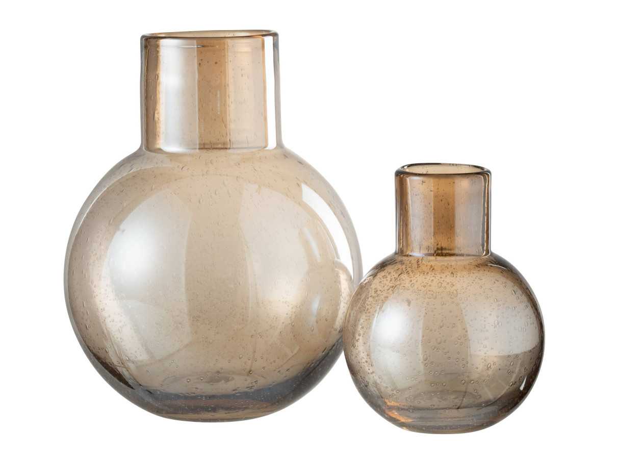 Vase en verre ambré avec col large