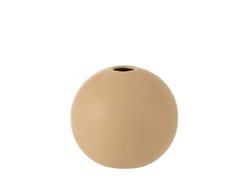 Vase balle en céramique beige moyen