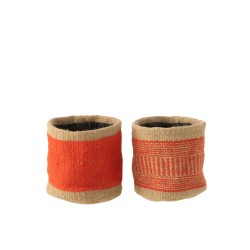 Panier rond en bande de jute Moyen x2