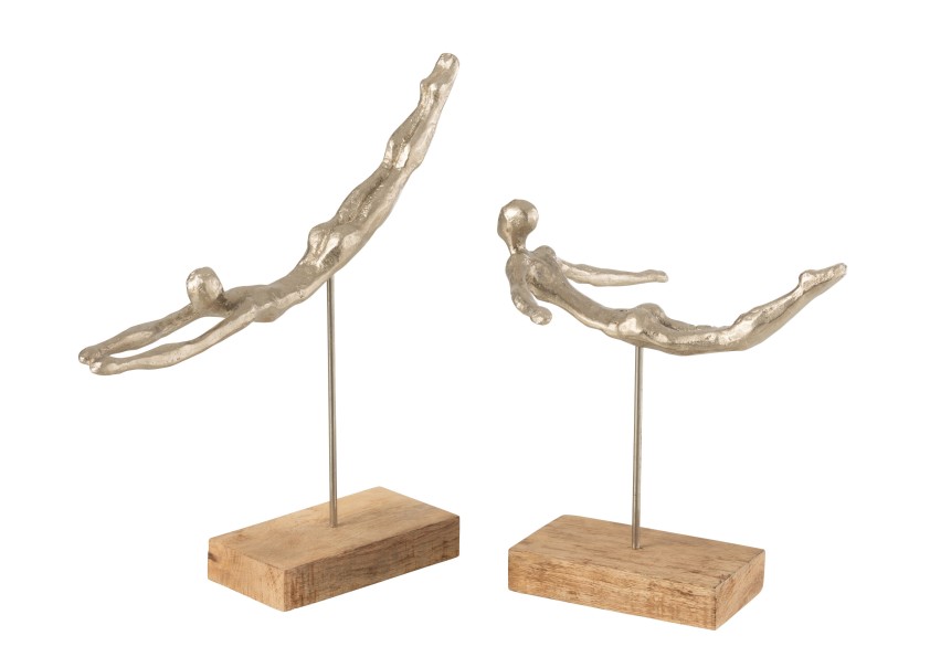 Figurine Nageuse en bois x2