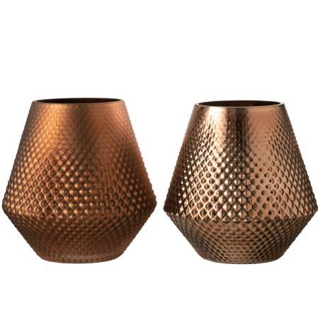 Porte-bougie Cari en verre cuivré large