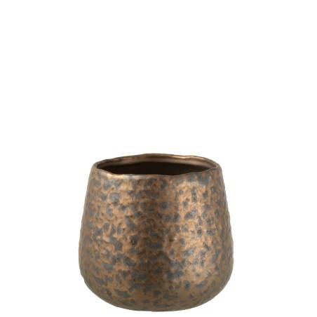 Pot de fleurs rond en céramique cuivrée large
