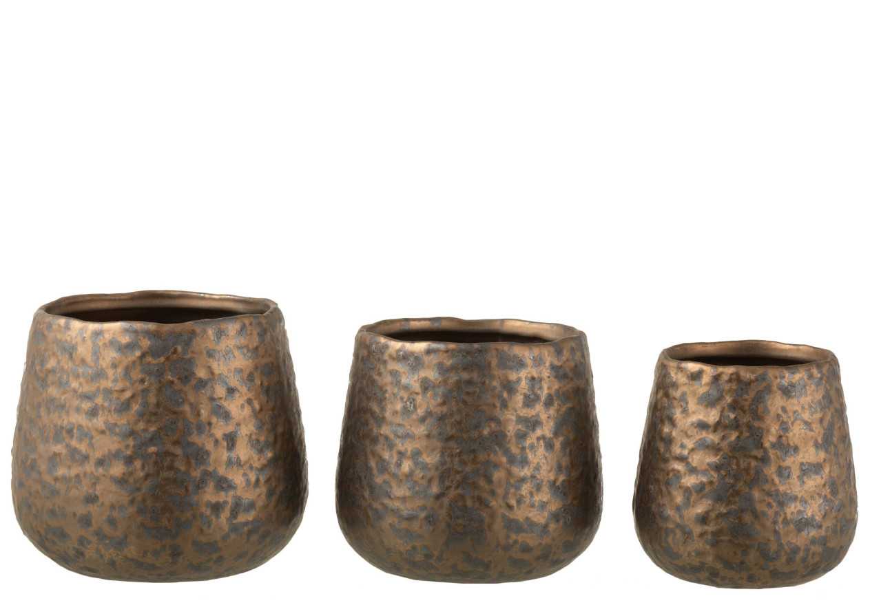 Pot de fleurs rond en céramique cuivrée large