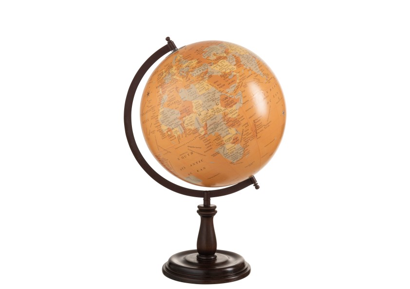 Globe sur pied en bois ocre large