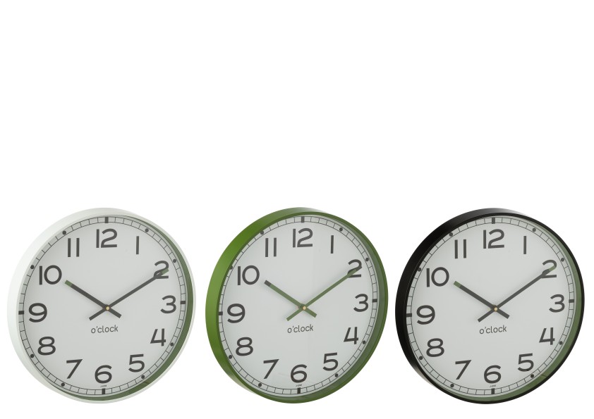 Horloge murale ronde vert/blanc/noir x3 large