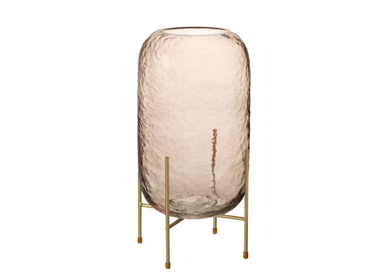 Vase rond en verre marron/or large