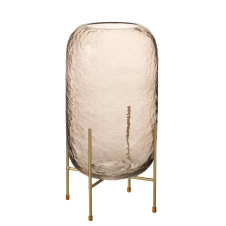 Vase rond en verre marron/or large