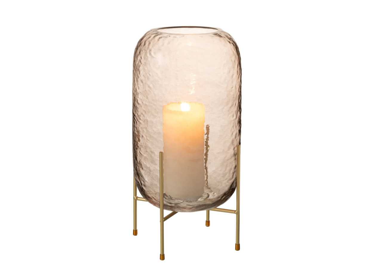 Vase rond en verre marron/or large