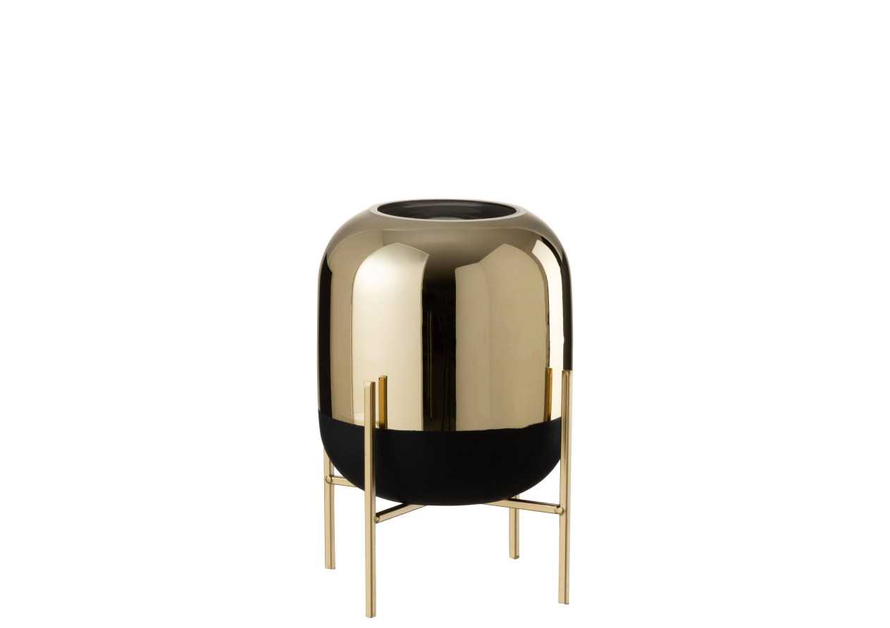 Photophore sur pied noir/or petit