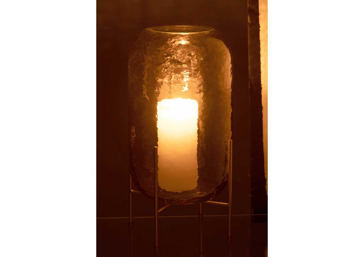 Vase rond en verre marron/or large