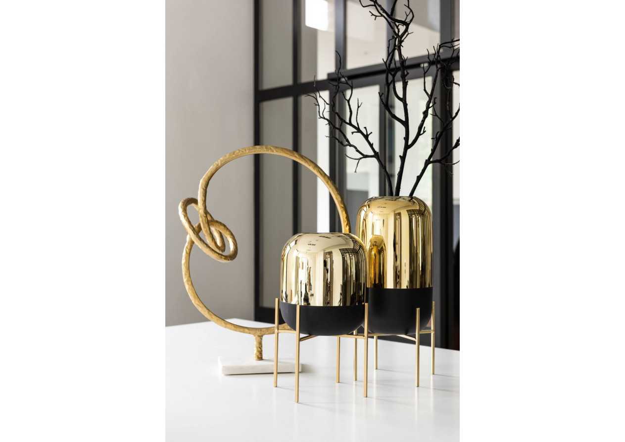 Photophore sur pied noir/or petit