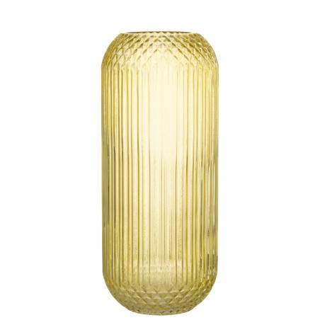 Vase en verre jaune large