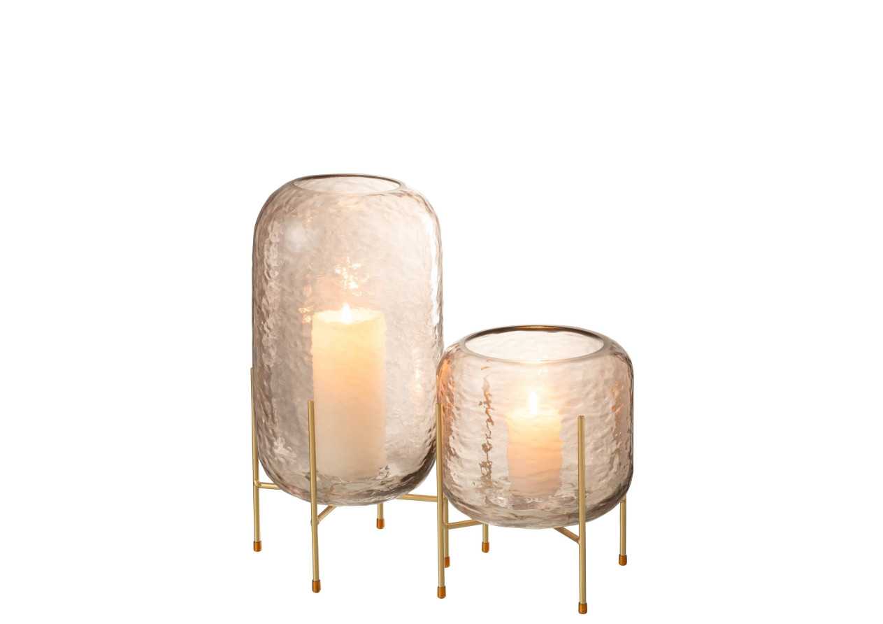 Vase rond en verre marron/or large