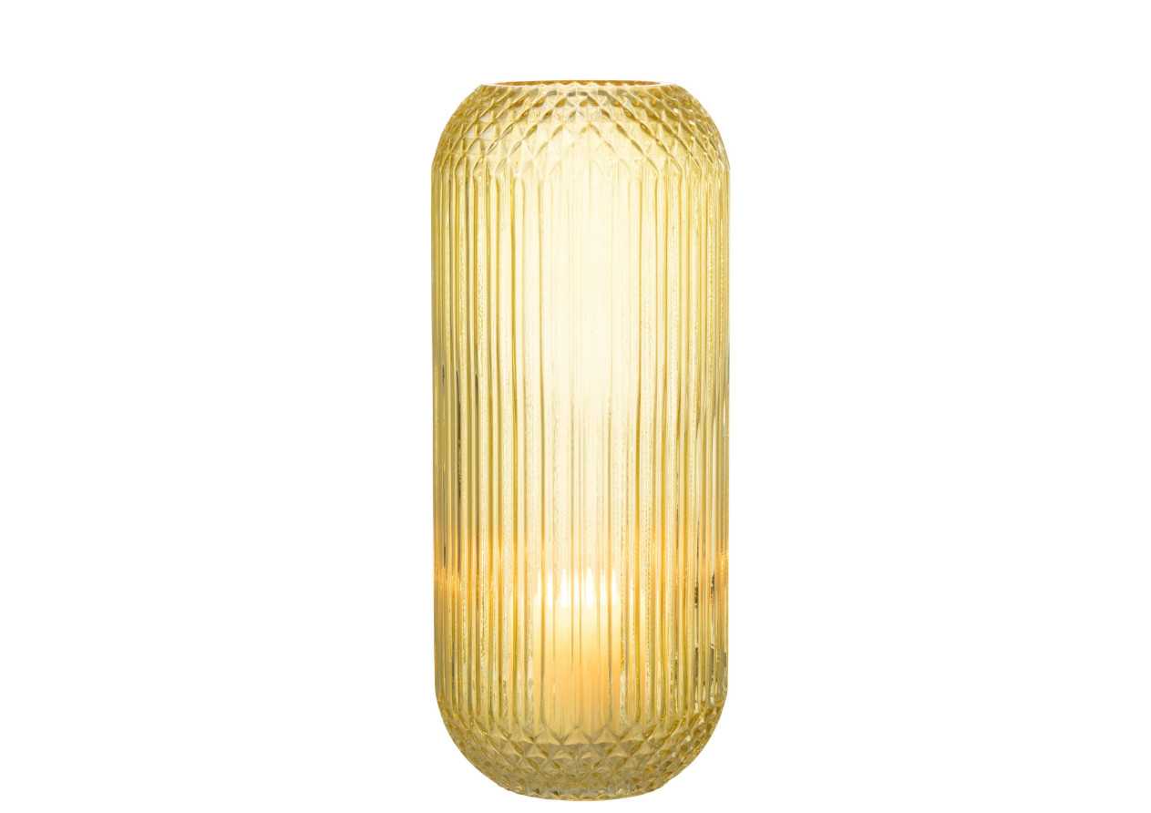 Vase en verre jaune large