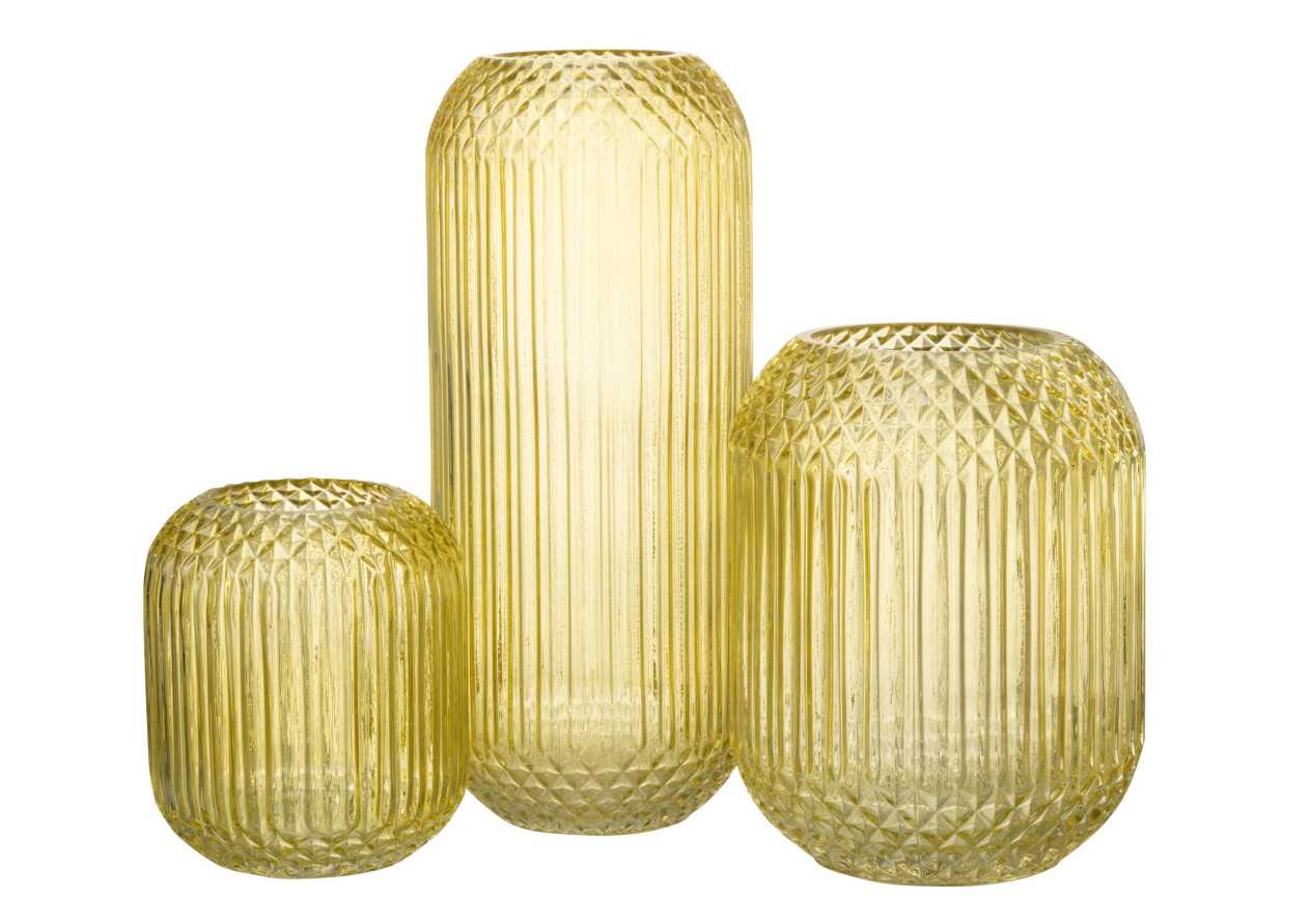 Vase en verre jaune large