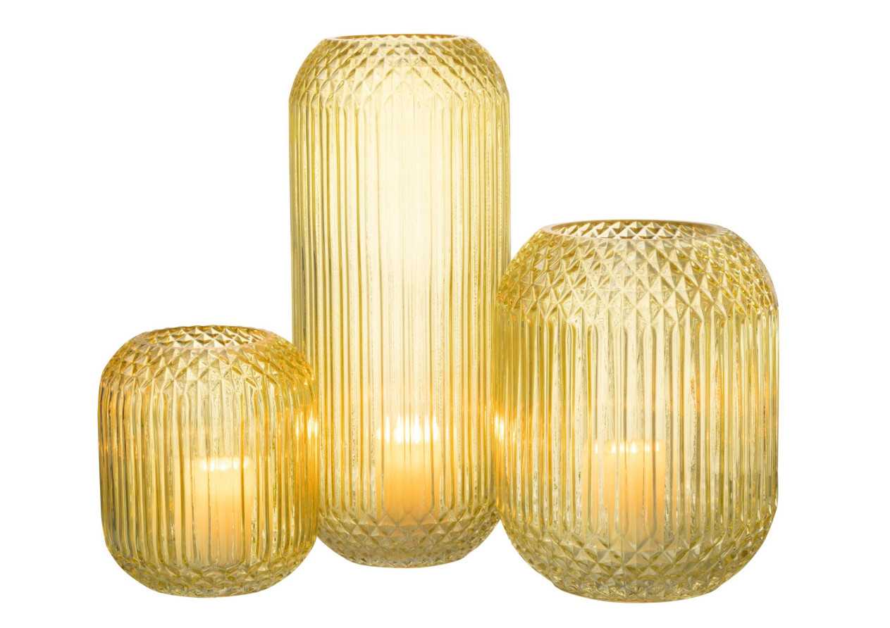 Vase en verre jaune large