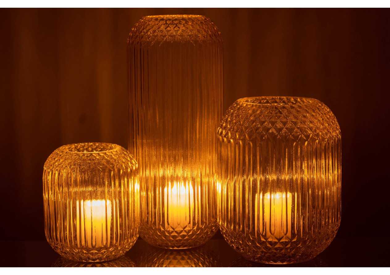 Vase en verre jaune large