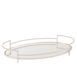 Soucoupe oval avec miroir Métal/Verre Blanc