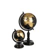 Globe sur pied en bois noir/or moyen