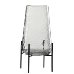 Vase sur pied en verre transparent large