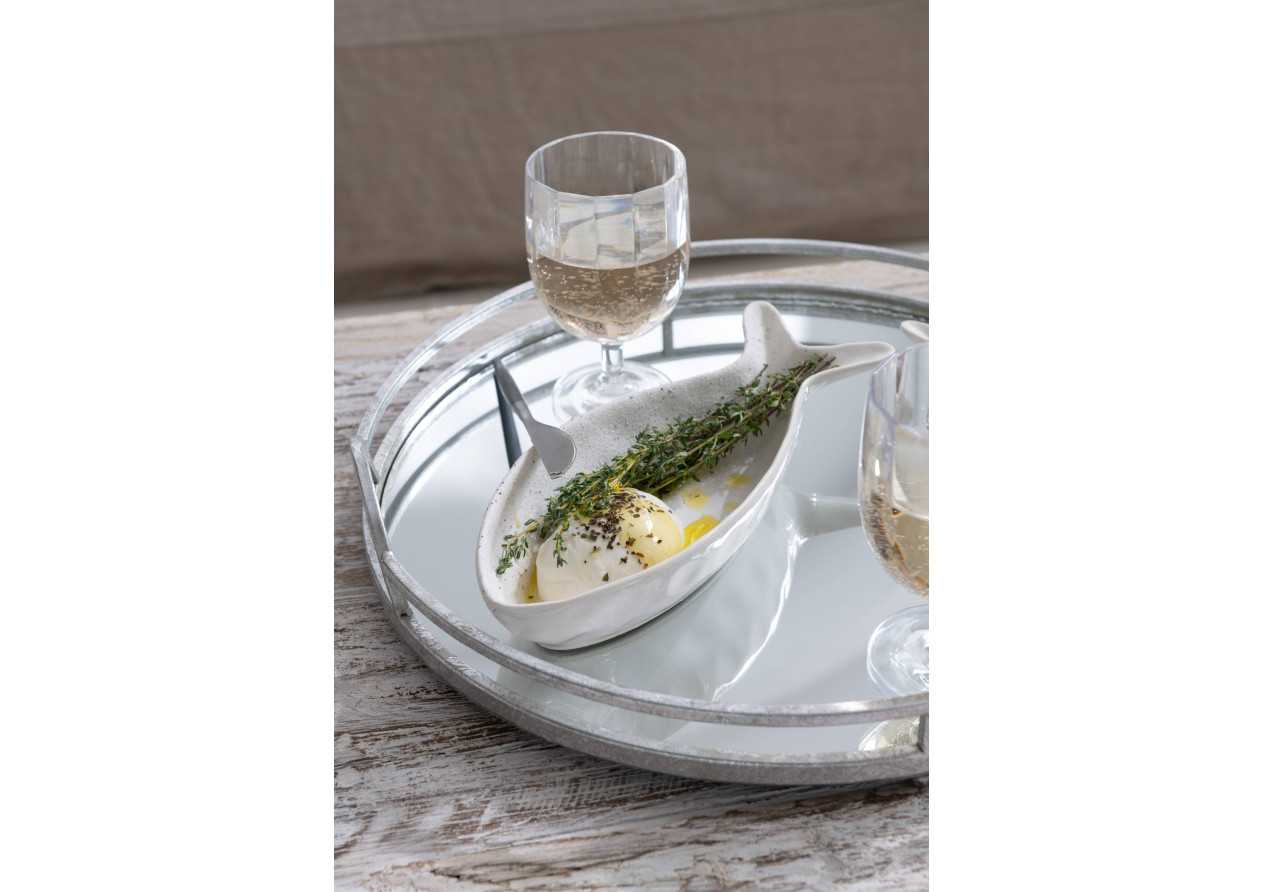 Plateaux ronds miroir en fer argenté x2