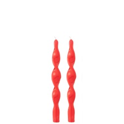 Bougie torsadée rouge petite x2