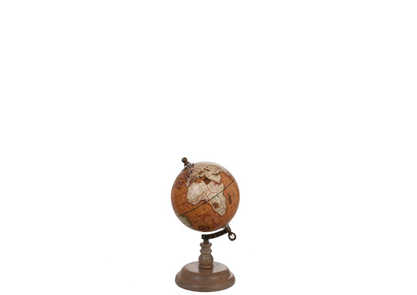 Globe sur pied en bois rouille petit