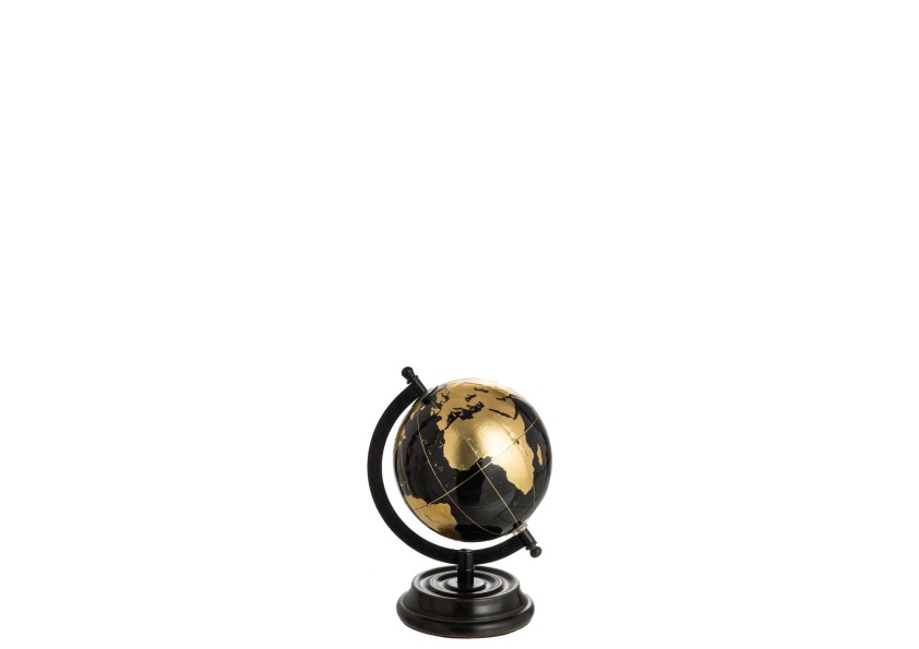 Globe sur pied en bois noir/or petit