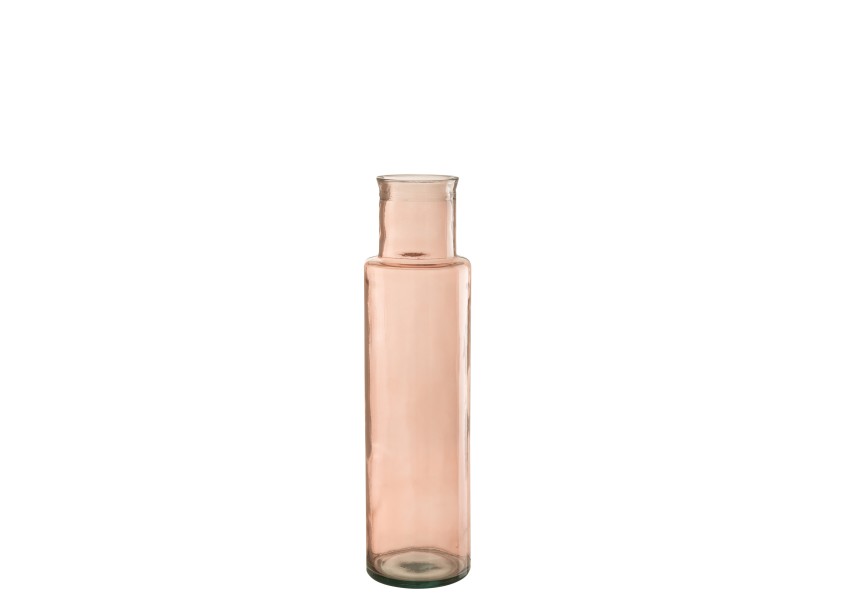 Vase cylindre en verre rose moyen