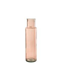 Vase cylindre en verre rose moyen