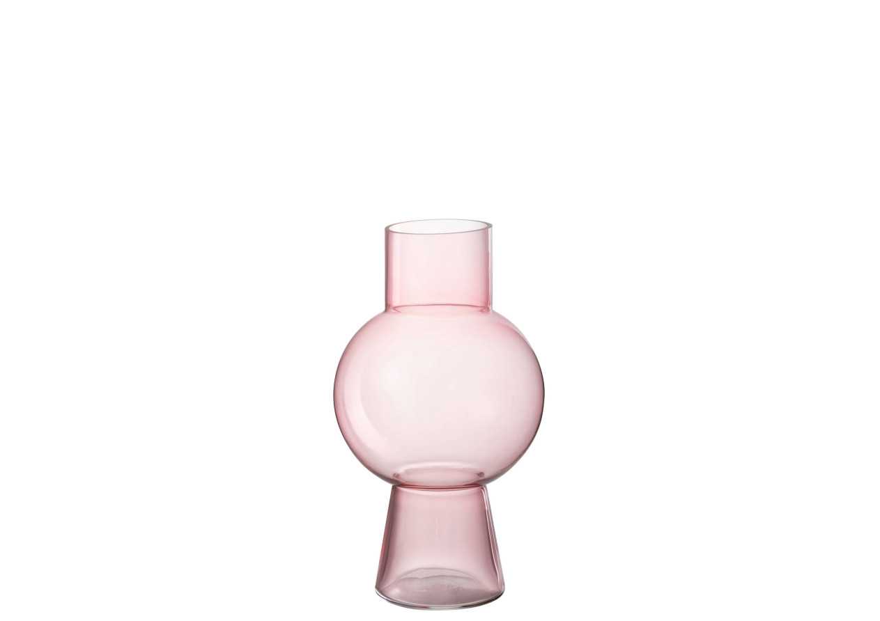 Vase boule en verre rose moyen