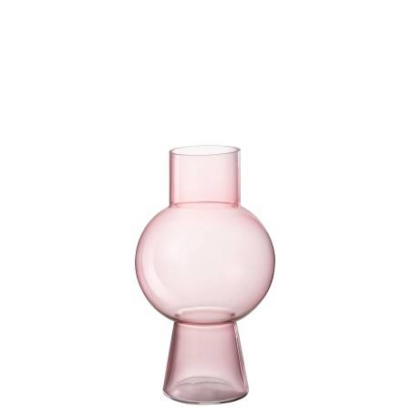 Vase boule en verre rose moyen