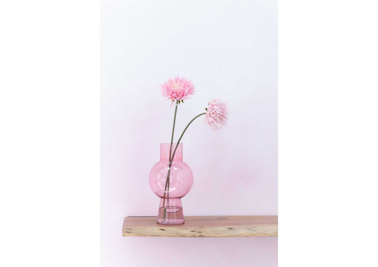 Vase boule en verre rose moyen