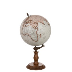 Globe en bois blanc/naturel de grande taille
