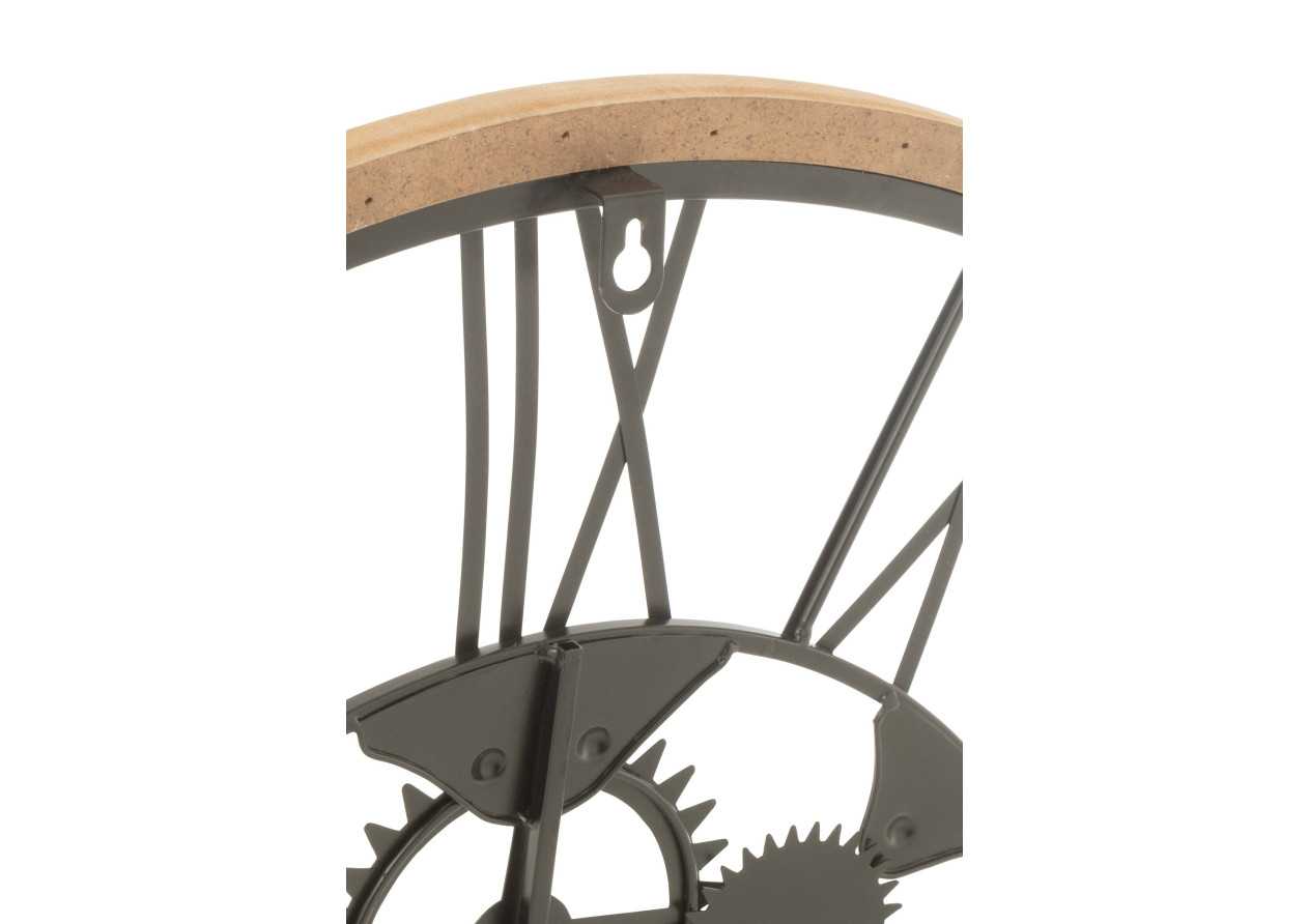 Horloge Roues chiffres romains métal/bois noir petite