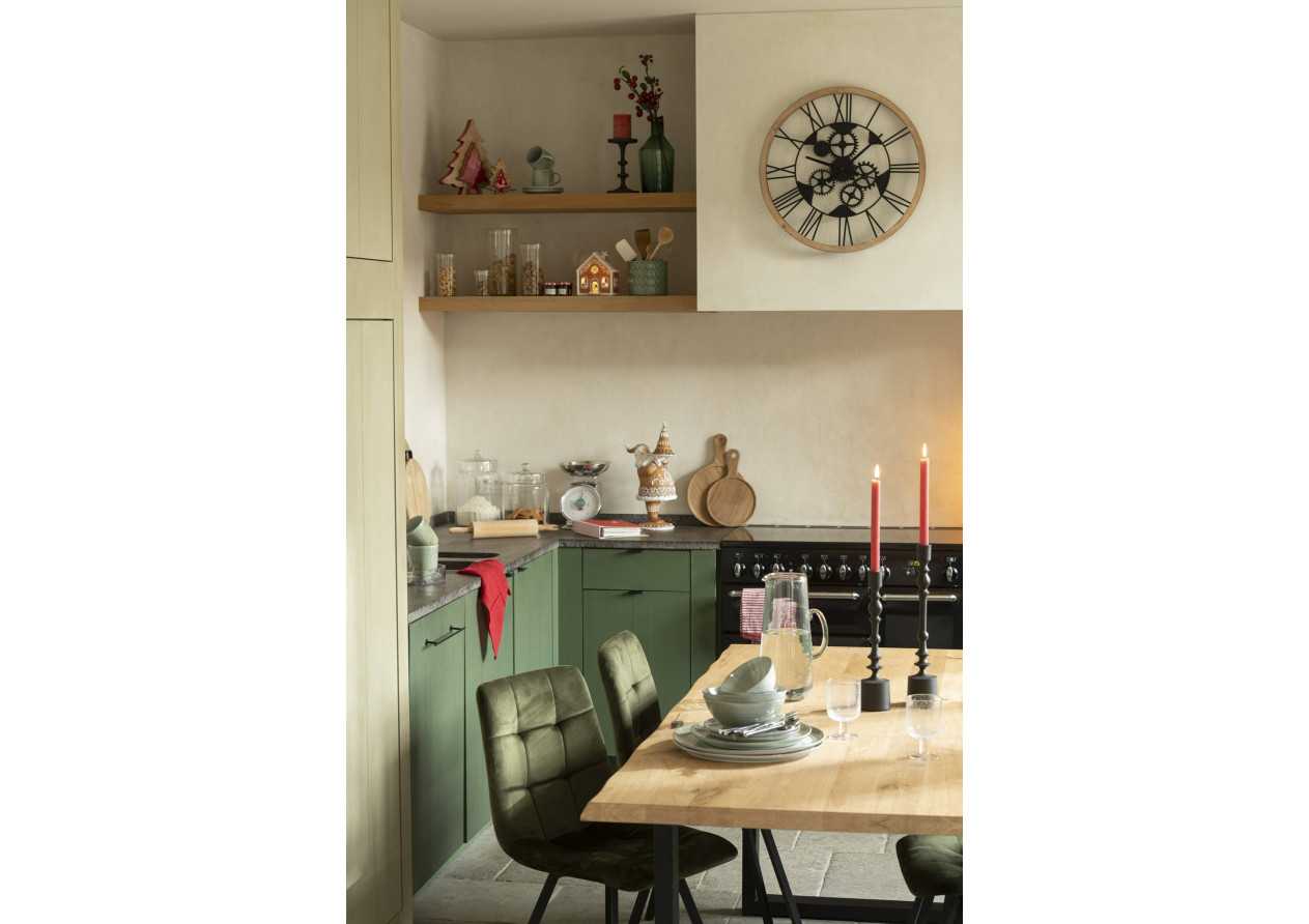 Horloge Roues chiffres romains métal/bois noir petite