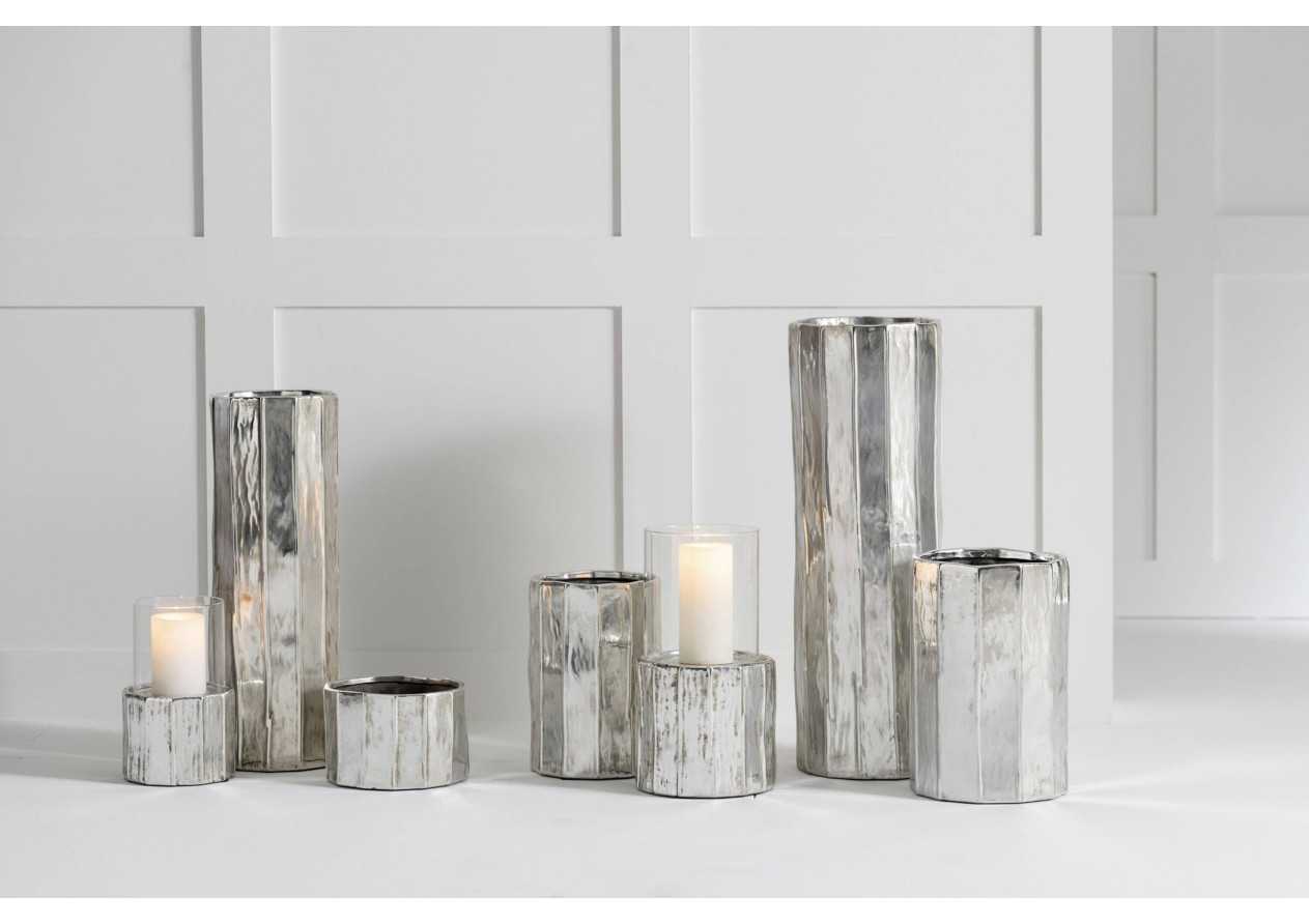 Pot de fleurs en argile argentée grand