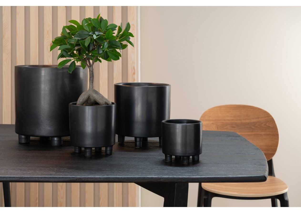 Pot de fleurs en céramique fumée gris/noir grand