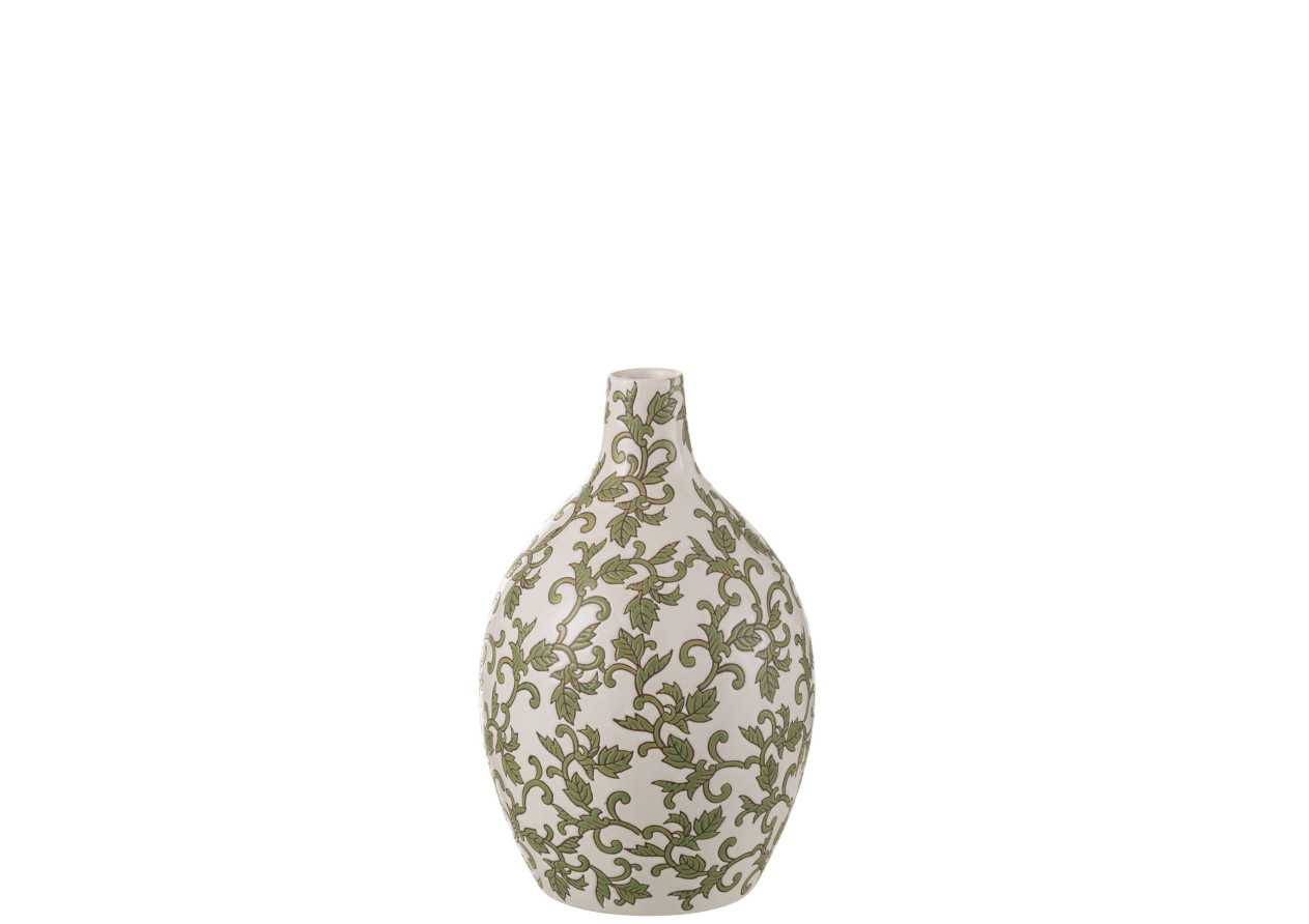 Vase Yezi en porcelaine ronde vert/blanc