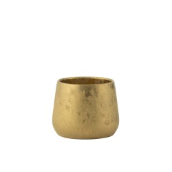 Pot de fleurs rond en céramique dorée grande taille