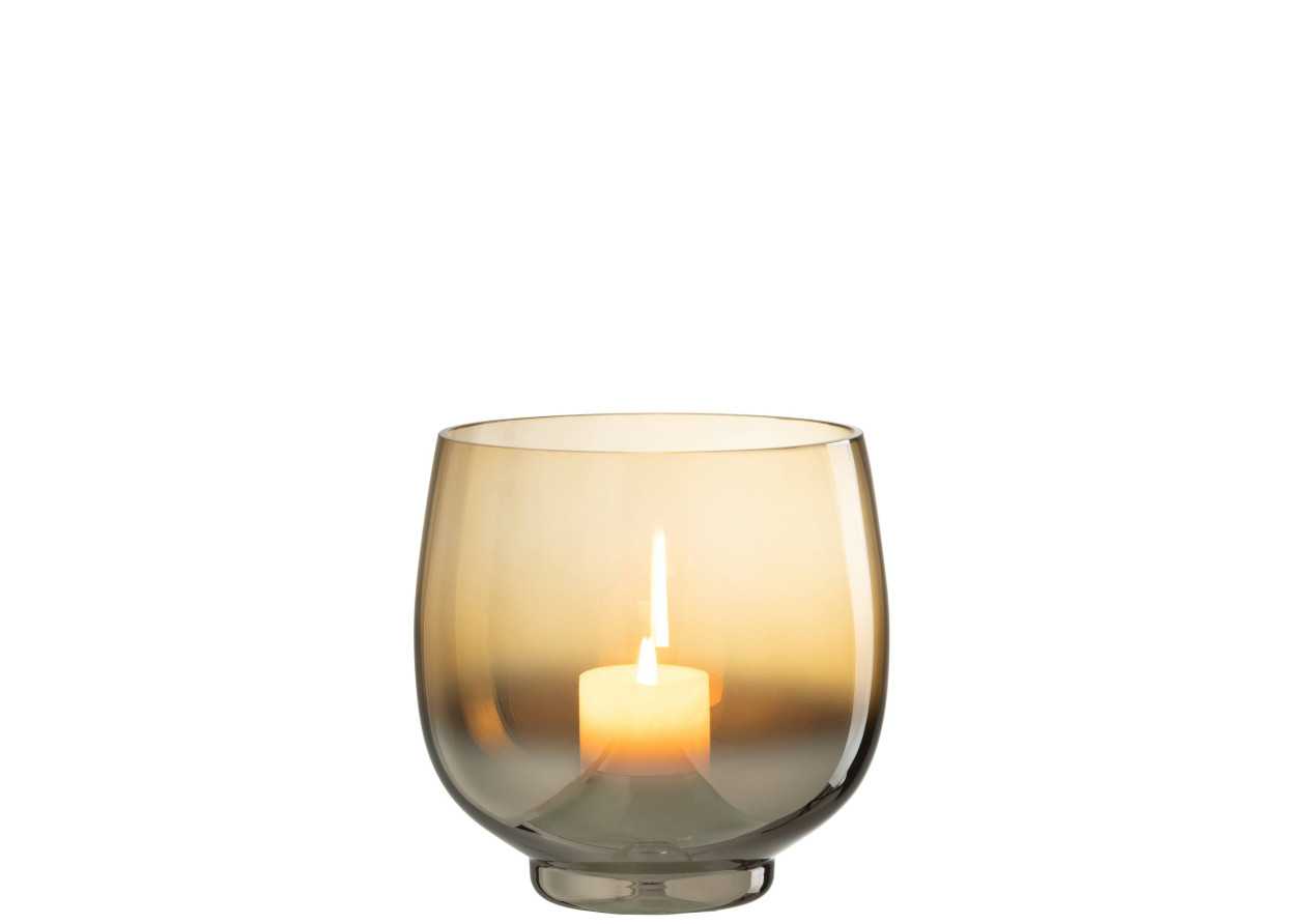 Photophore verre rond fumé grand