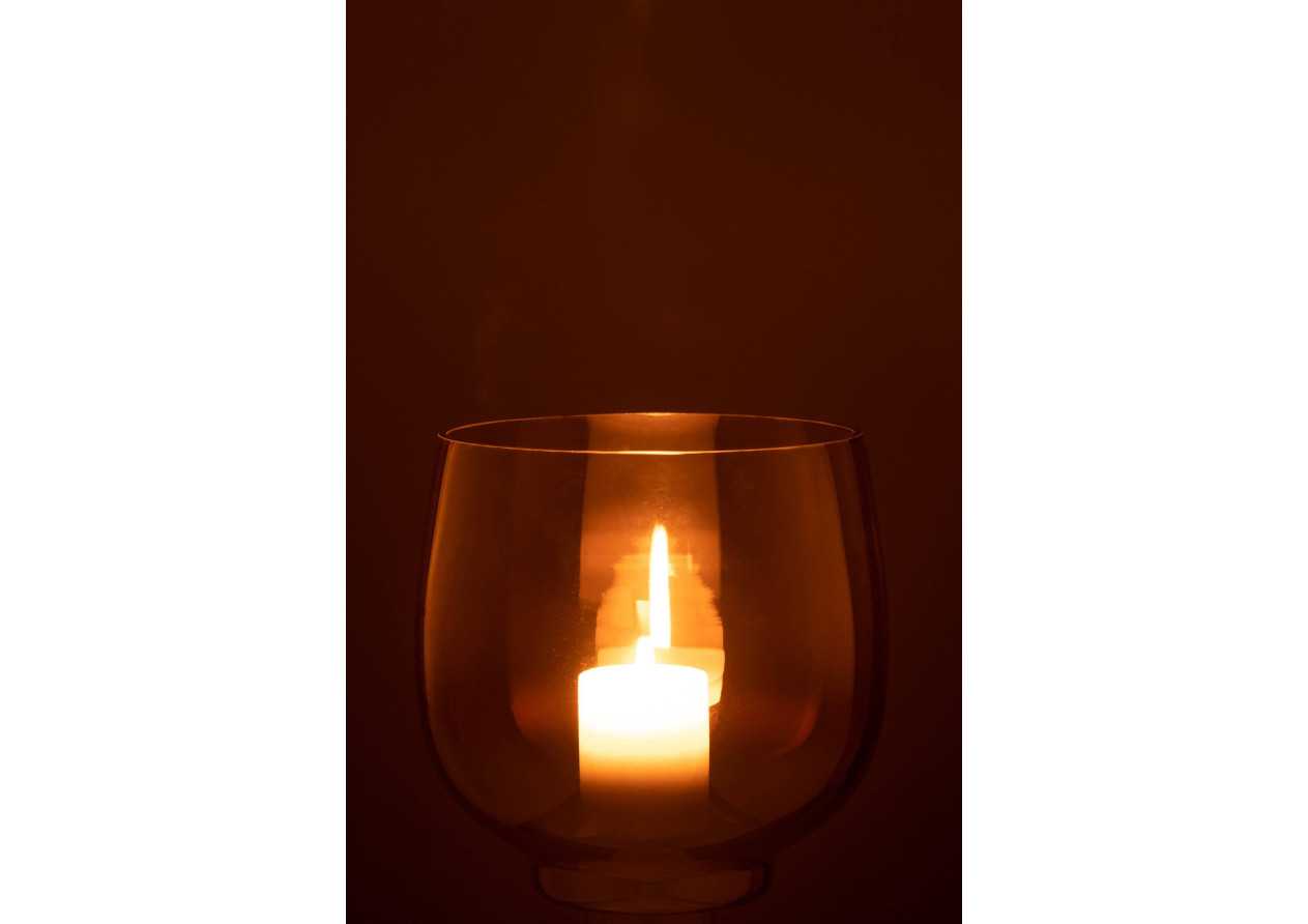 Photophore verre rond fumé grand