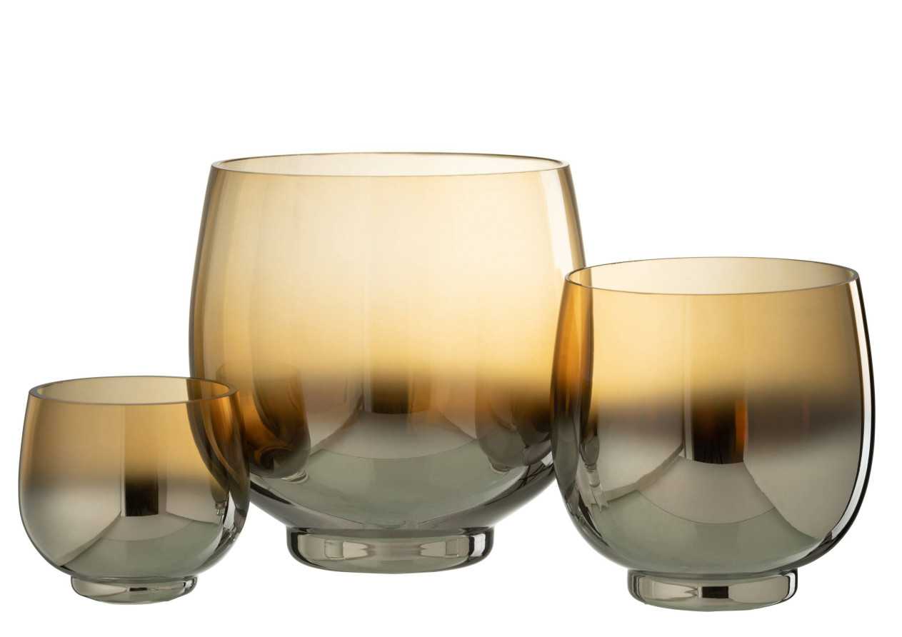 Photophore verre rond fumé grand