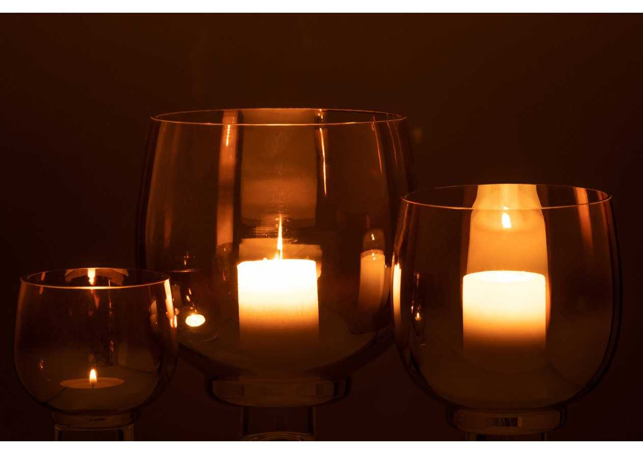 Photophore verre rond fumé grand