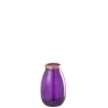 Vase en verre à bordure dorée violet petit