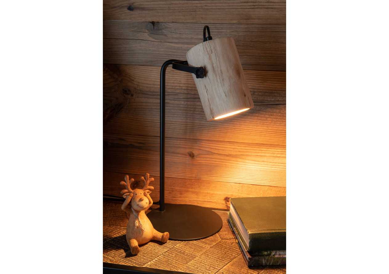 Lampe de bureau Silas en bois naturel